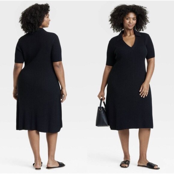 Ava & Viv Women's Plus Size 2X (20-22) Short Sleeve Ribbed Midi Sweater Dress - Picture 1 of 7